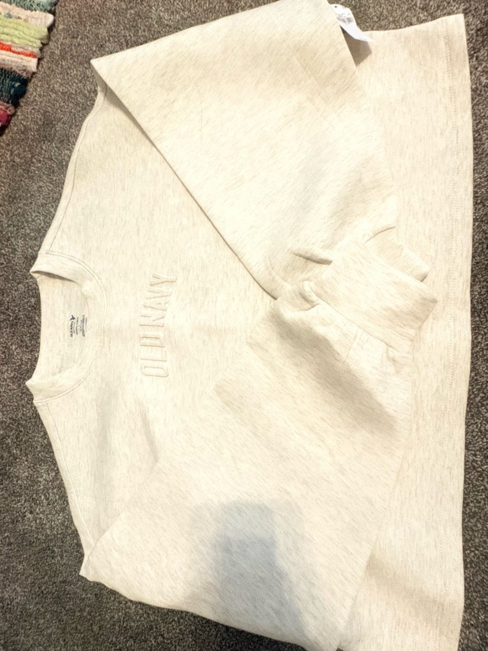 Old Navy Cream Embroidered Crew Sweatshirt